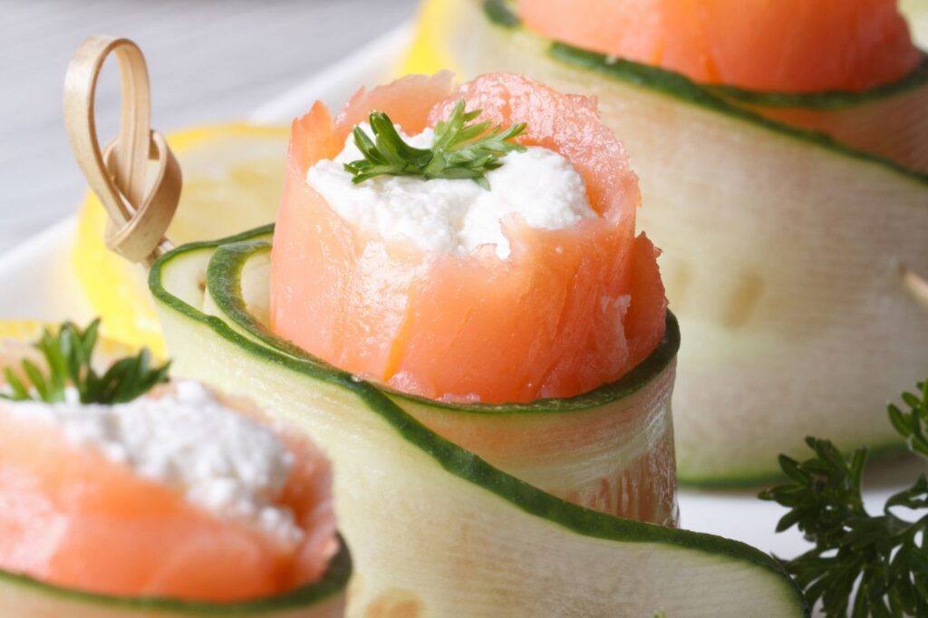 Smoked Salmon Rolls with Cream Cheese and Cucumber