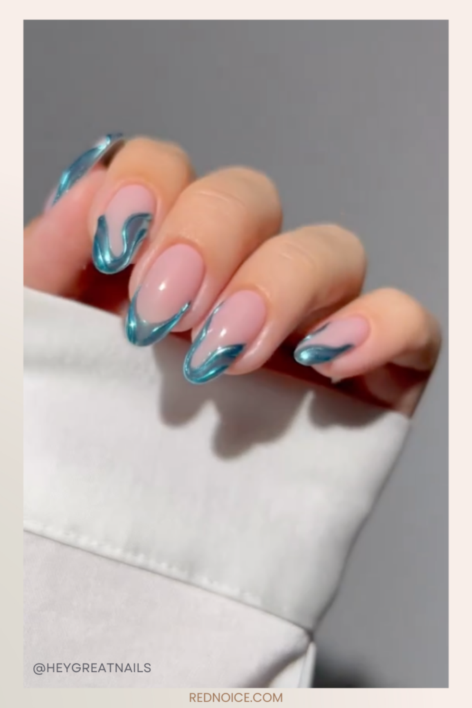Chrome-Tipped Vacation Nails
