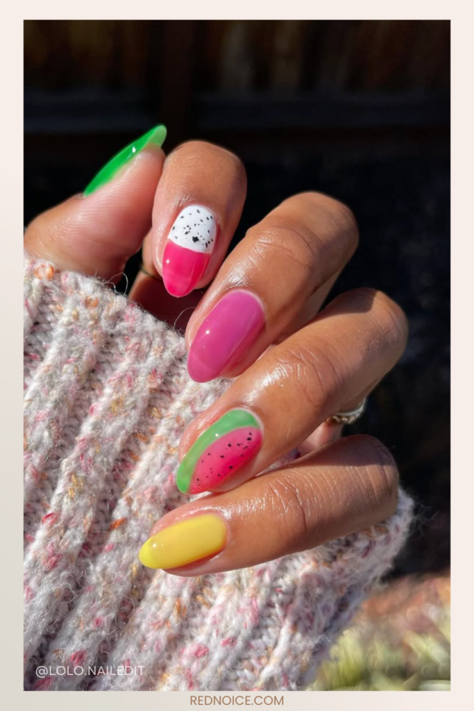 Watermelon-Inspired Nail Art