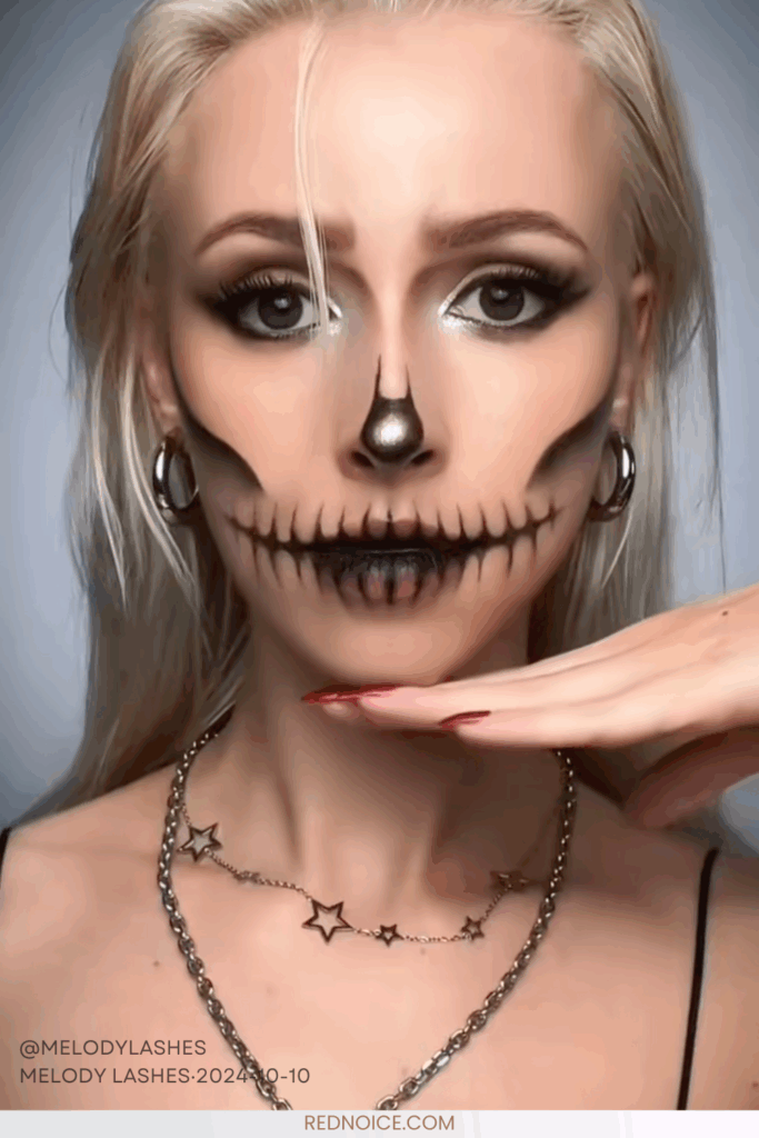 Half-Face Skeleton: Glam & Ghoulish