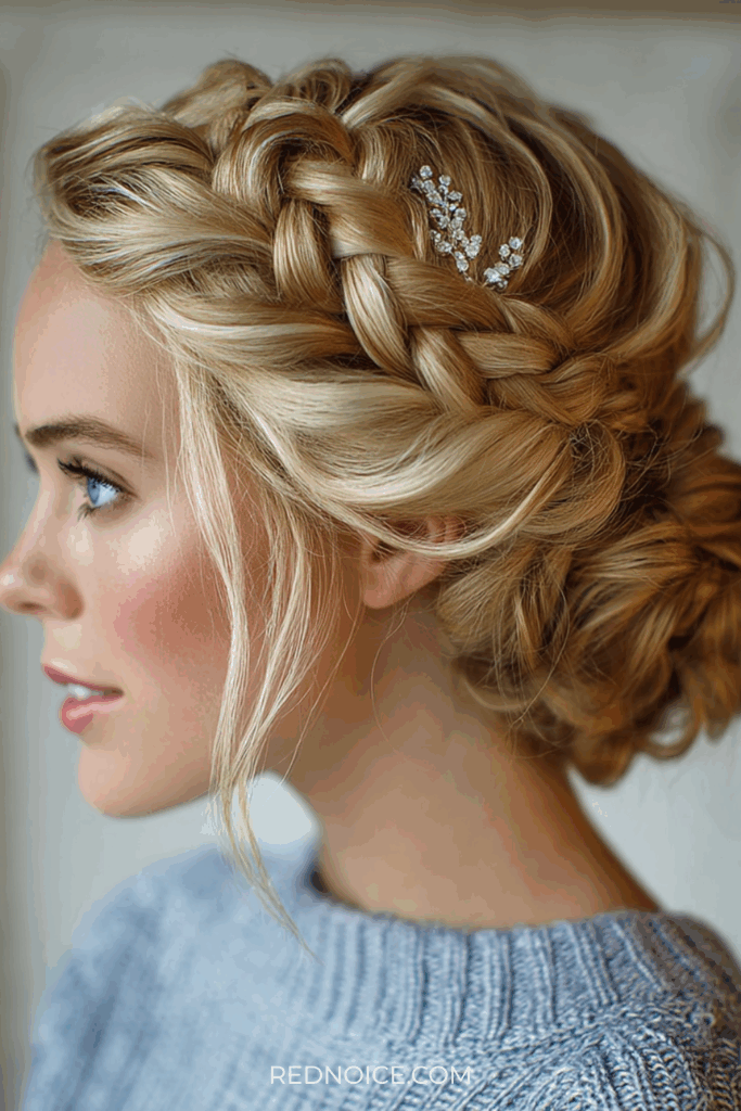 Braided Crown Updo (Cozy Winter Royalty)