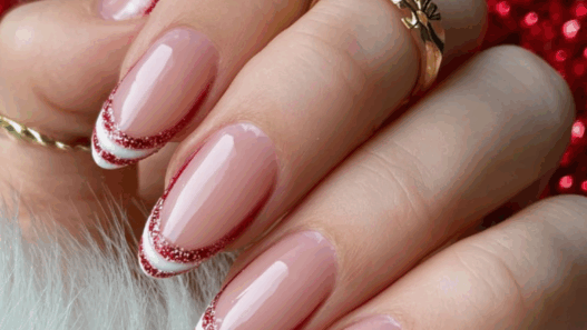 Candy Cane French Tips (Cute & Playful)
