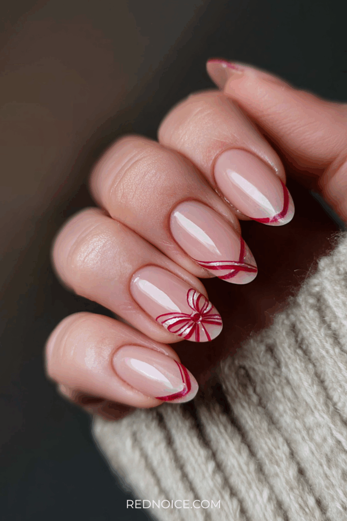 Holiday Ribbon French Tips (Pinterest’s Cutest Trend)