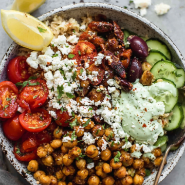 Greek Chickpea Power Bowl with Creamy Tahini Dressing
