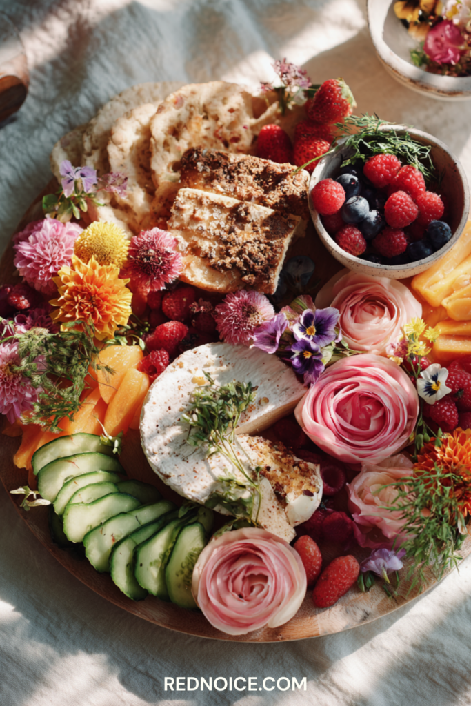 Floral Charcuterie Board for Spring