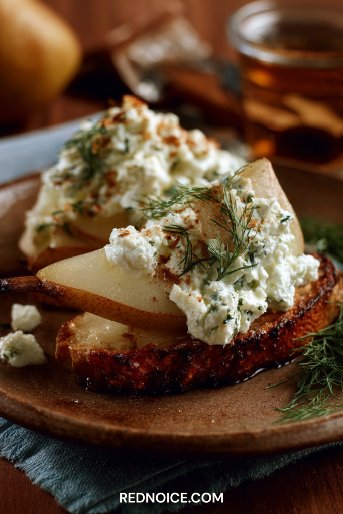 Herbed Ricotta on Sliced Pears