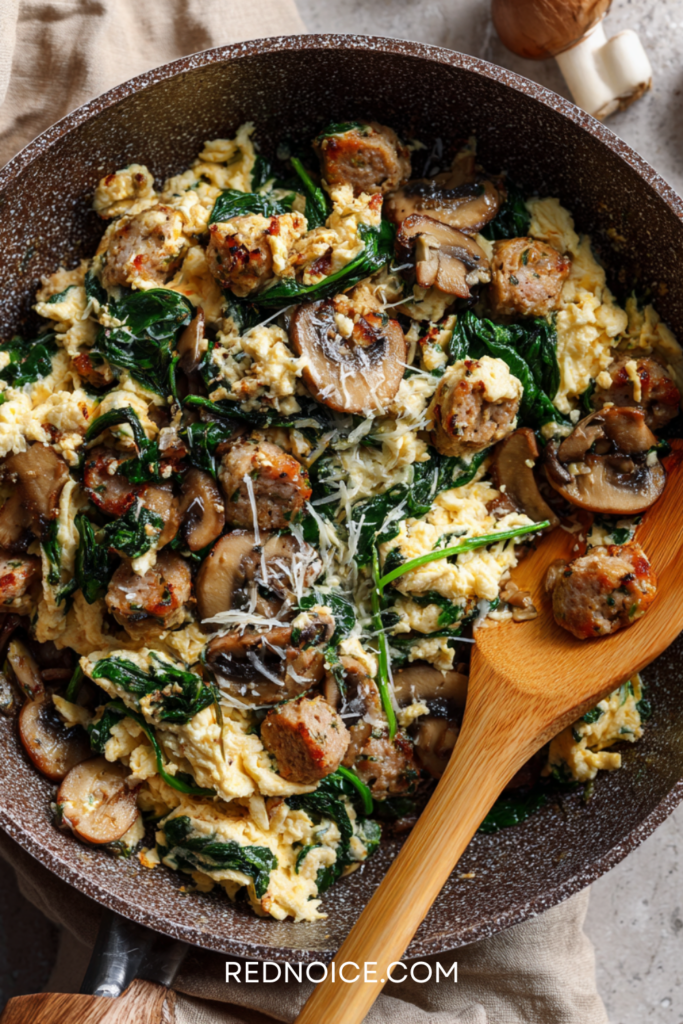 Mushroom Spinach Egg White Scramble