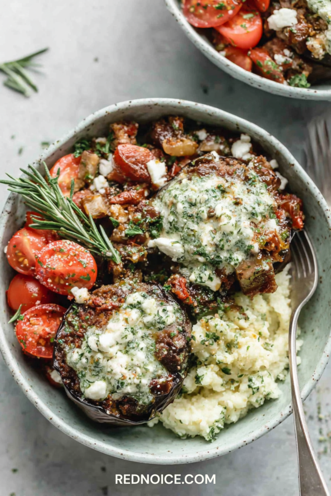 Turkish Stuffed Eggplant (Imam Bayildi) Bowls