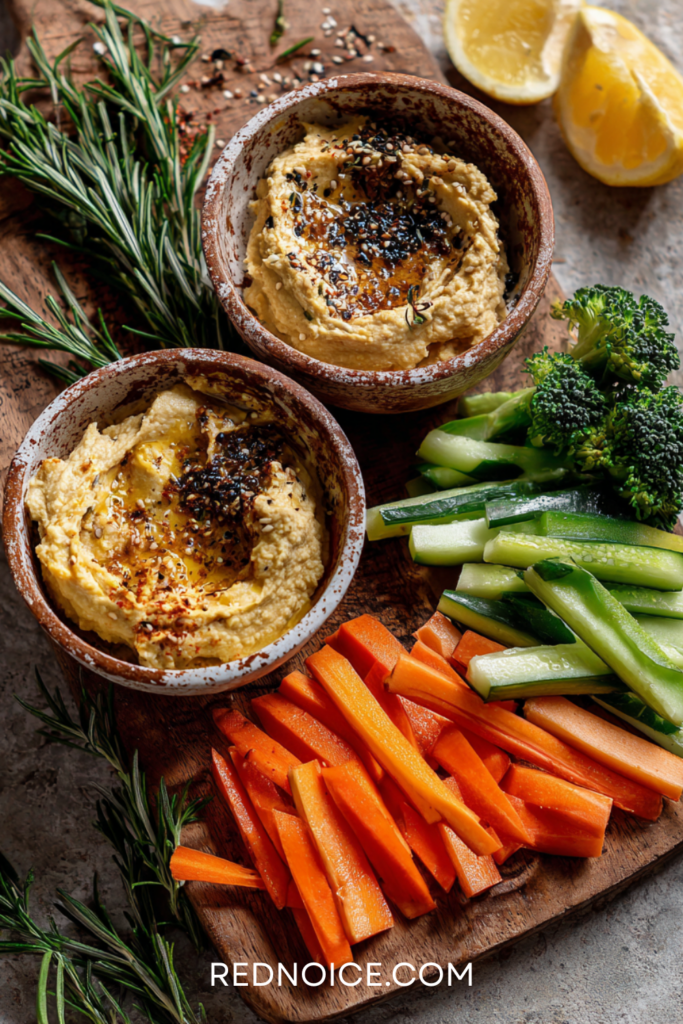 white bean soup with bread
Hummus with veggies, olives