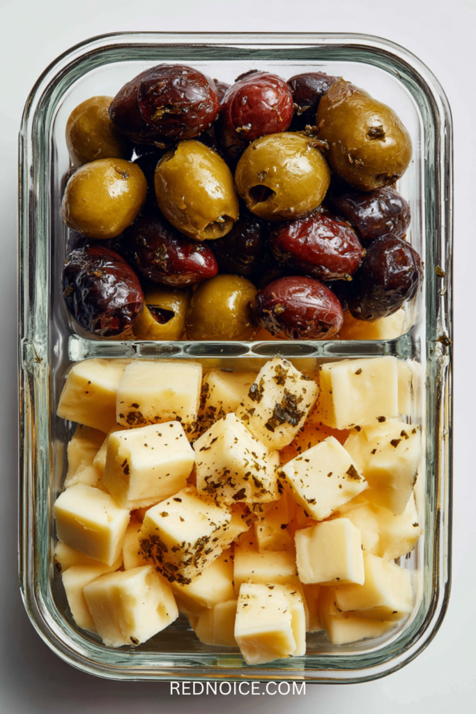 Olives with Cheese Cubes
