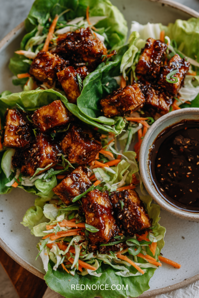 Crispy Sesame Tofu Lettuce Wraps