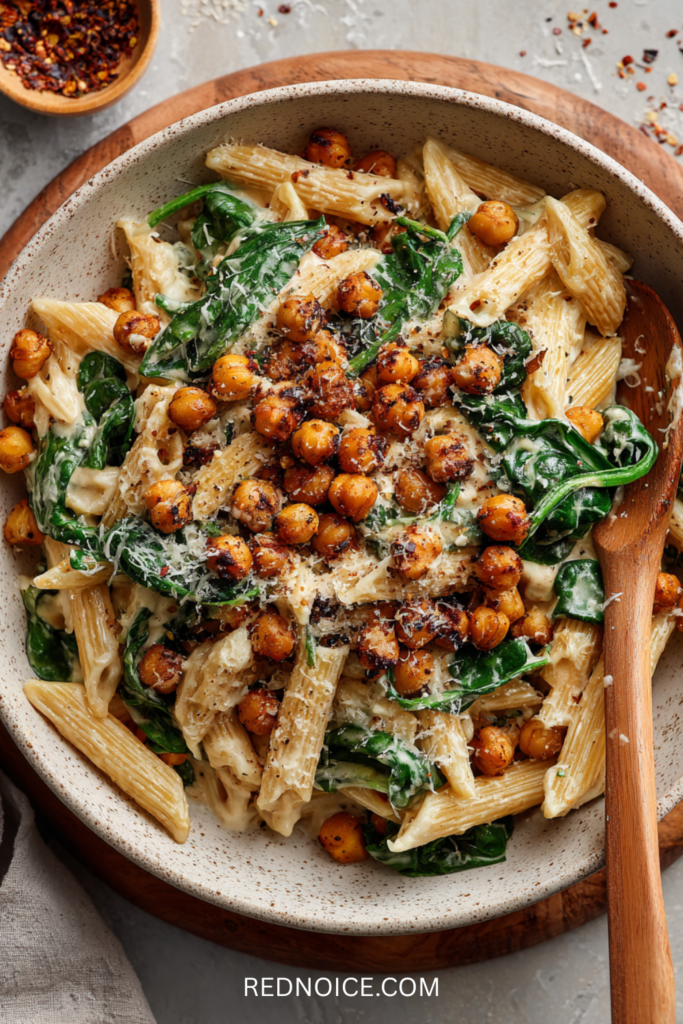 Creamy Spinach & Chickpea Pasta