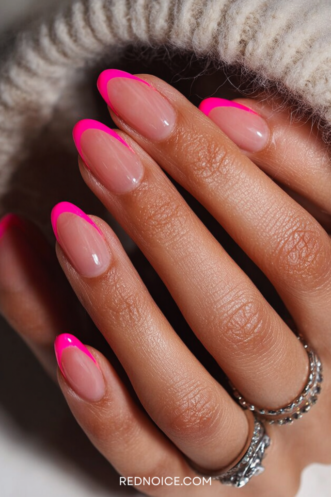Neon Pink French Tips
