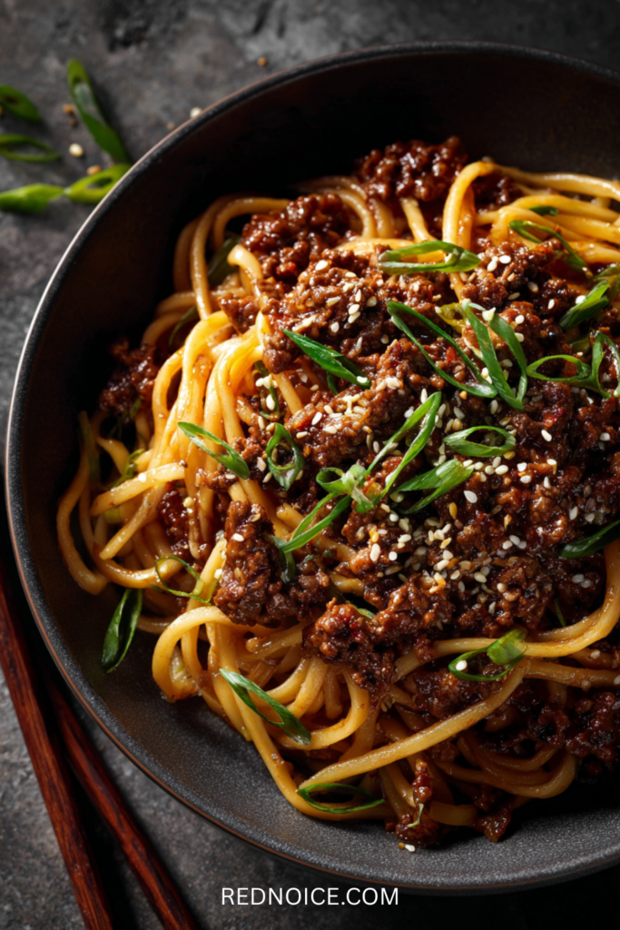 Easy Mongolian Ground Beef Noodles
