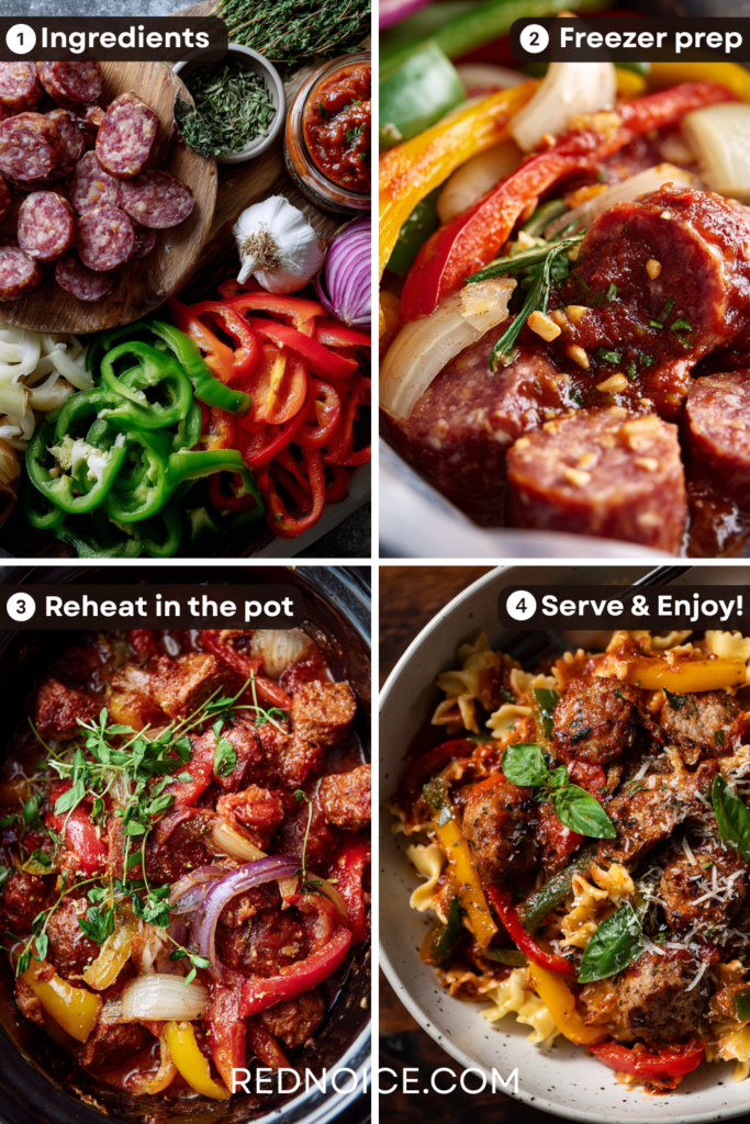 Recipe 5: Italian Sausage and Peppers (Makes 1 Freezer Bag)