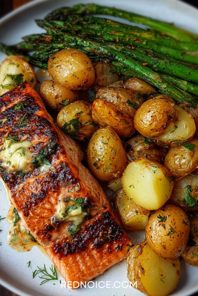 Salmon with asparagus and tomatoes