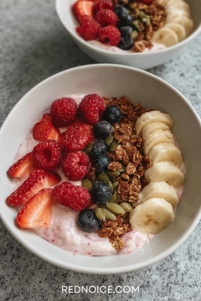 Yogurt Bowls with Fruit and Crunch