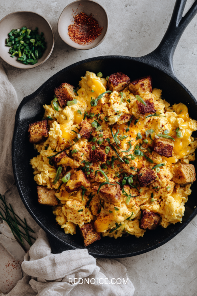 Cheesy Potato Egg Scramble