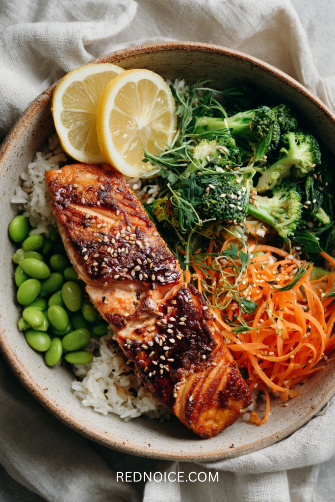Salmon Rice Bowl with Crispy Skin