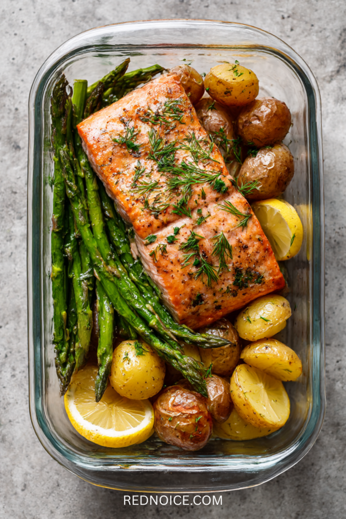 Herb Roasted Salmon with Asparagus and Potatoes