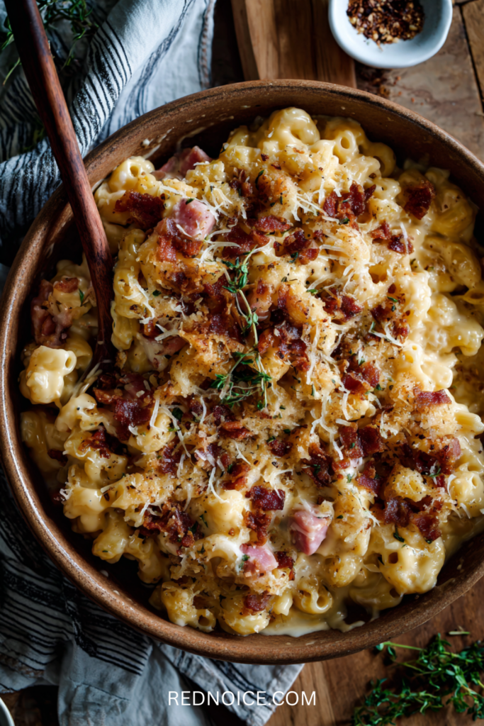 Creamy mac and cheese with bacon