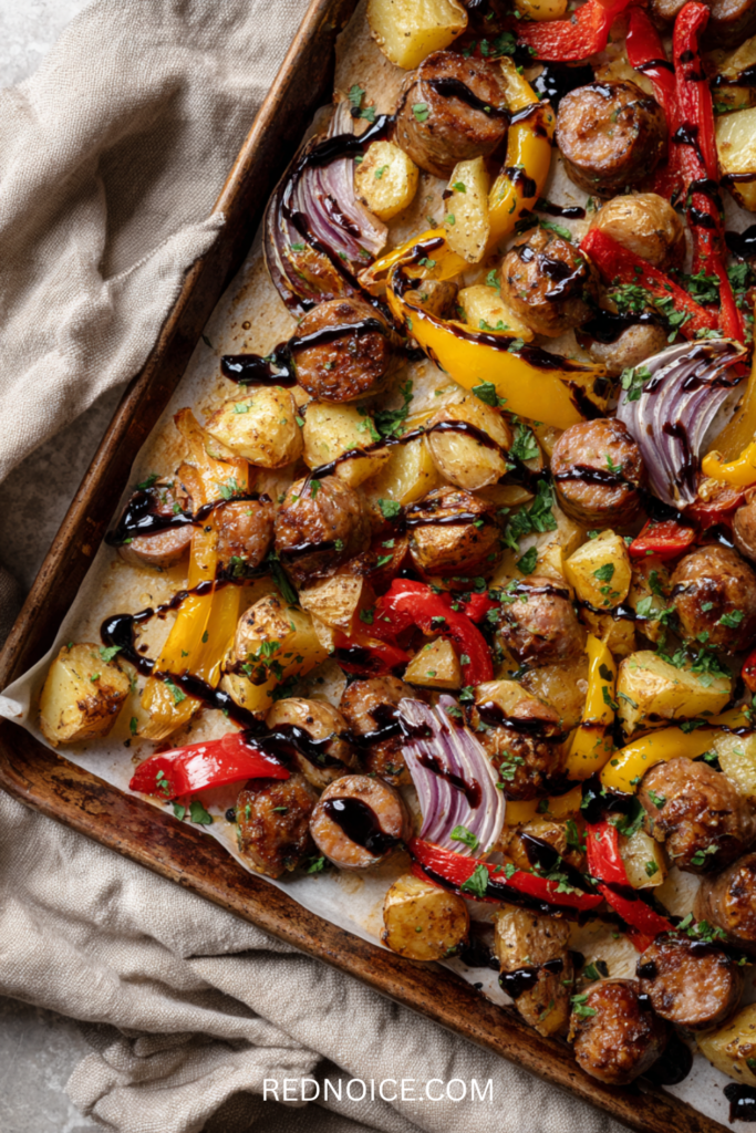 Sheet Pan Sausage, Peppers, and Potatoes
