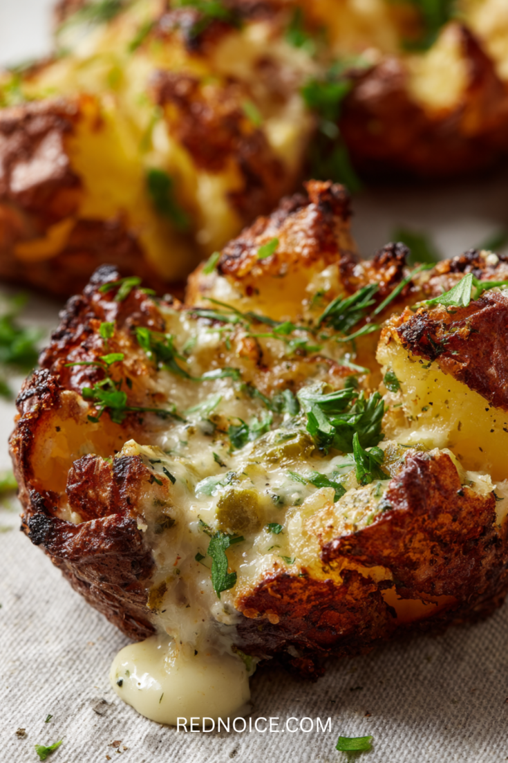 Crispy mashed potato salad recipe close up