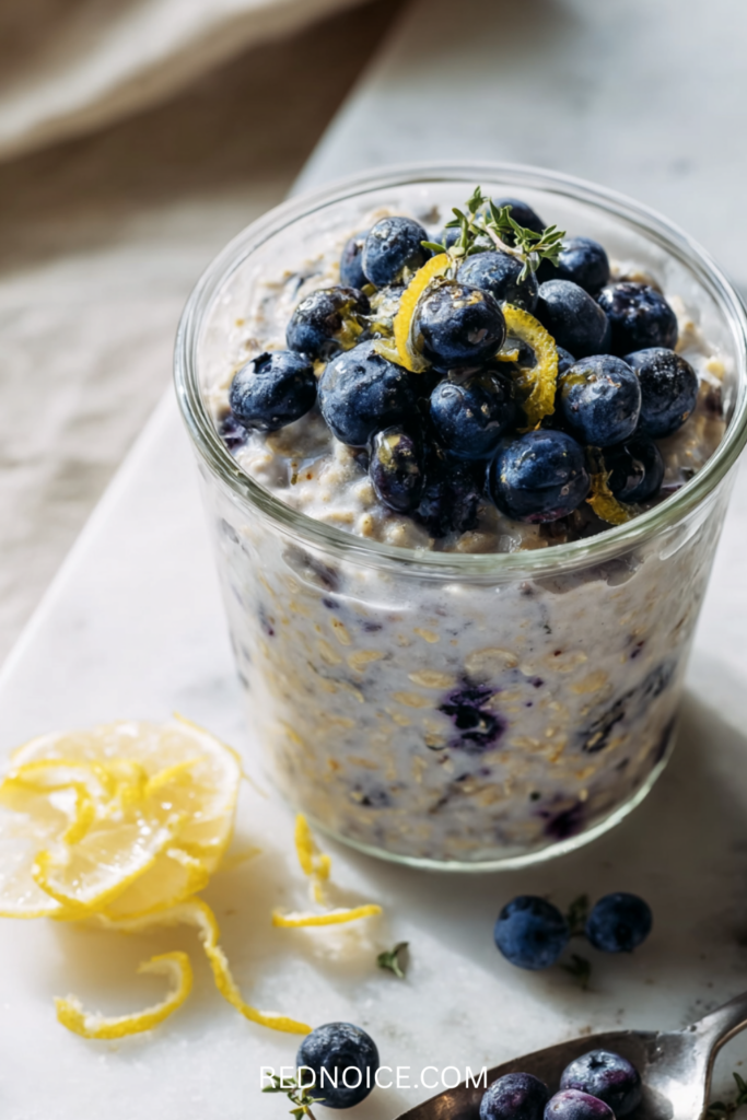 Blueberry Lemon Protein Overnight Oats (No Powder)