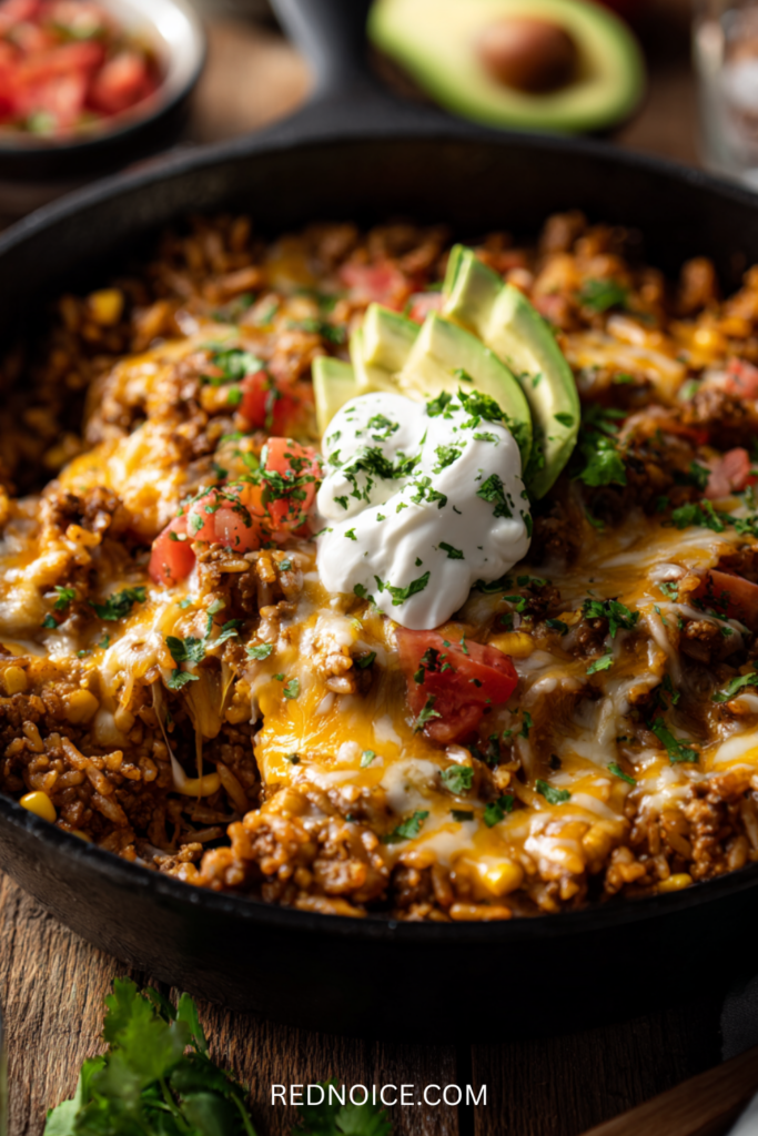Cheesy Taco Rice Skillet