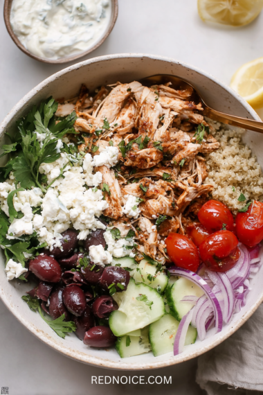 Greek chicken bowls