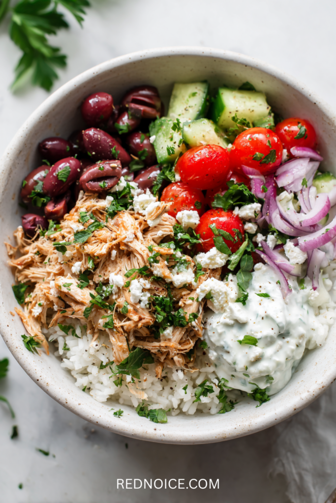 Greek Chicken Bowls with Rice