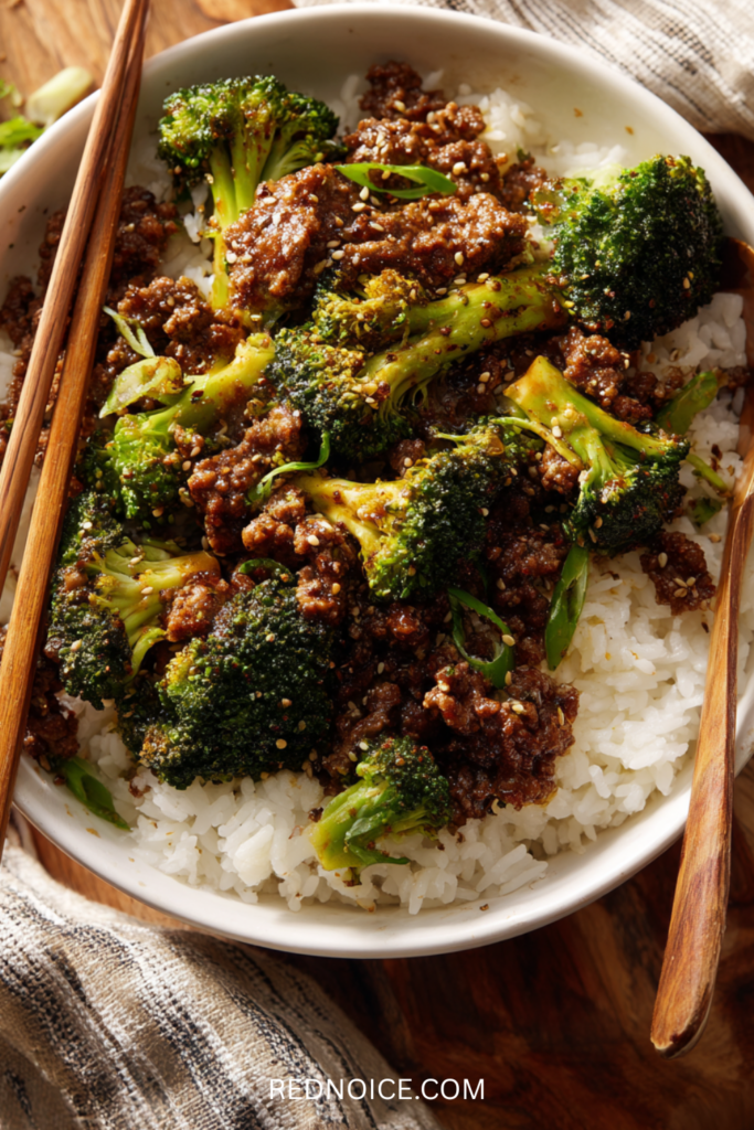 Honey Garlic Ground Beef and Broccoli