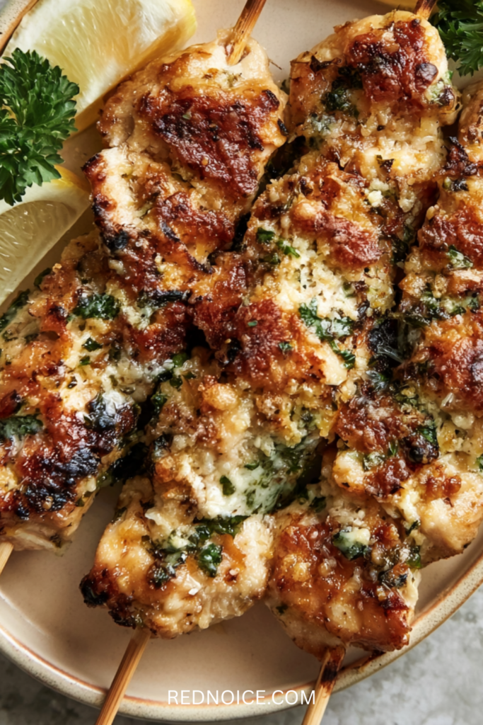Garlic Parmesan Chicken Skewers