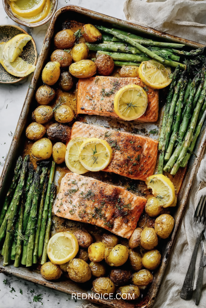 Sheet Pan Salmon with Asparagus and Potatoes