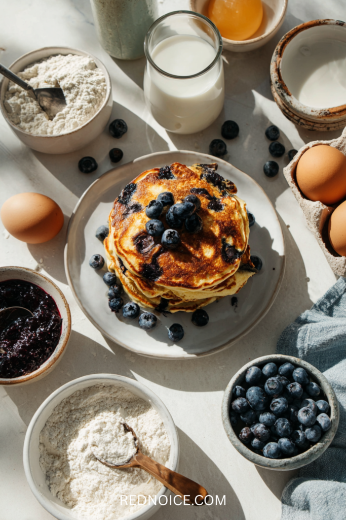 Blueberry Protein Pancakes (Frozen Berry Hack)