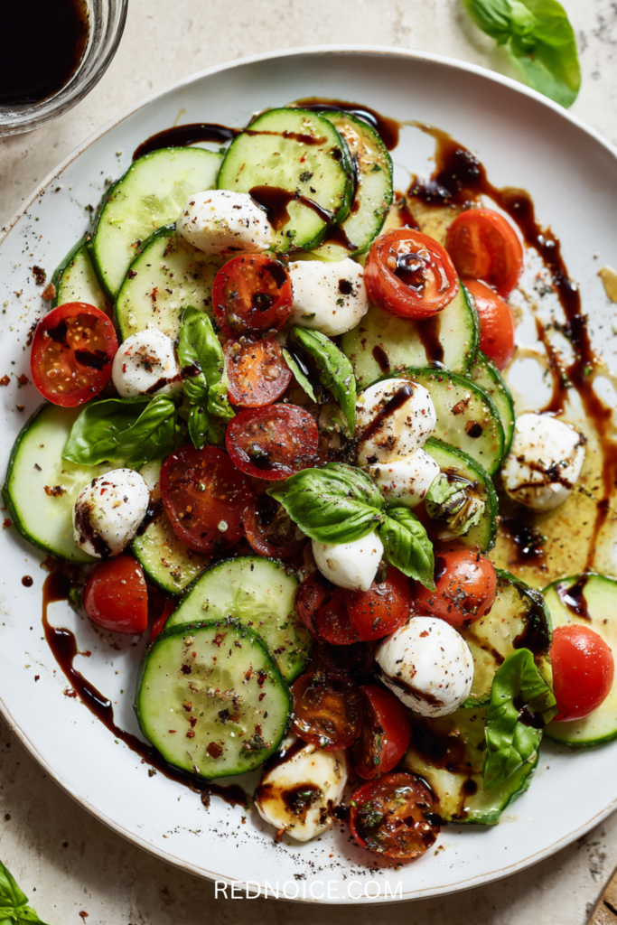 Easy Cucumber Caprese Salad