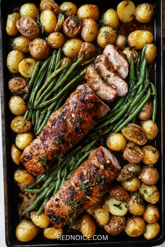 Sheet Pan Pork Tenderloin with Green Beans and Potatoes
