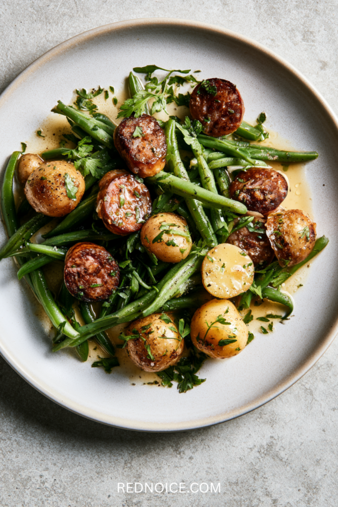Crockpot Kielbasa and Green Beans