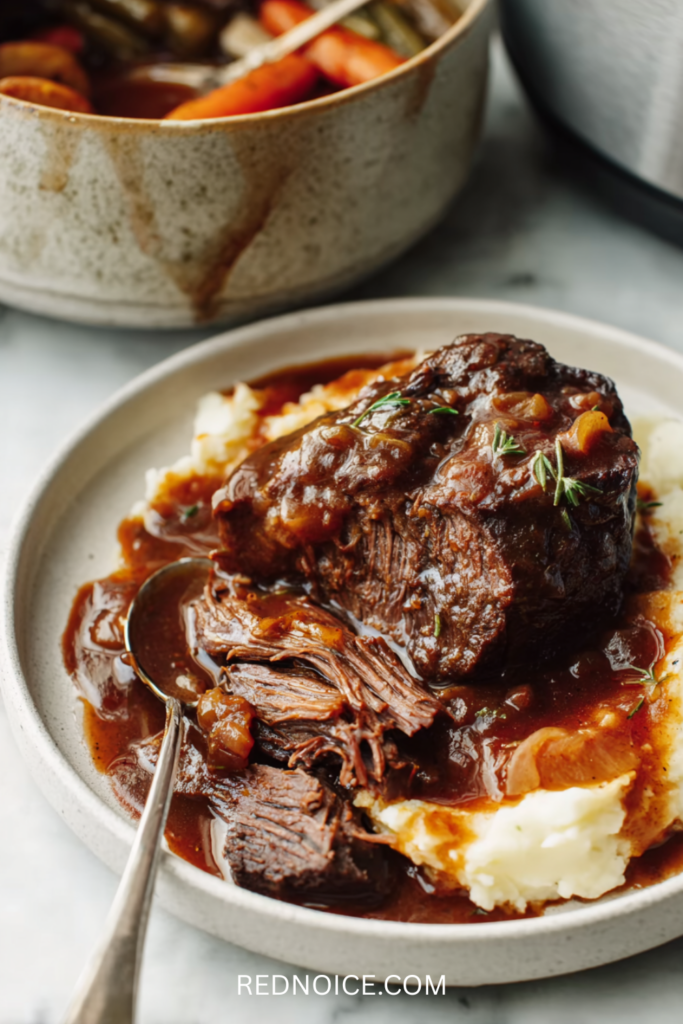 Chuck Roast Crock Pot Recipe with Red Wine Gravy