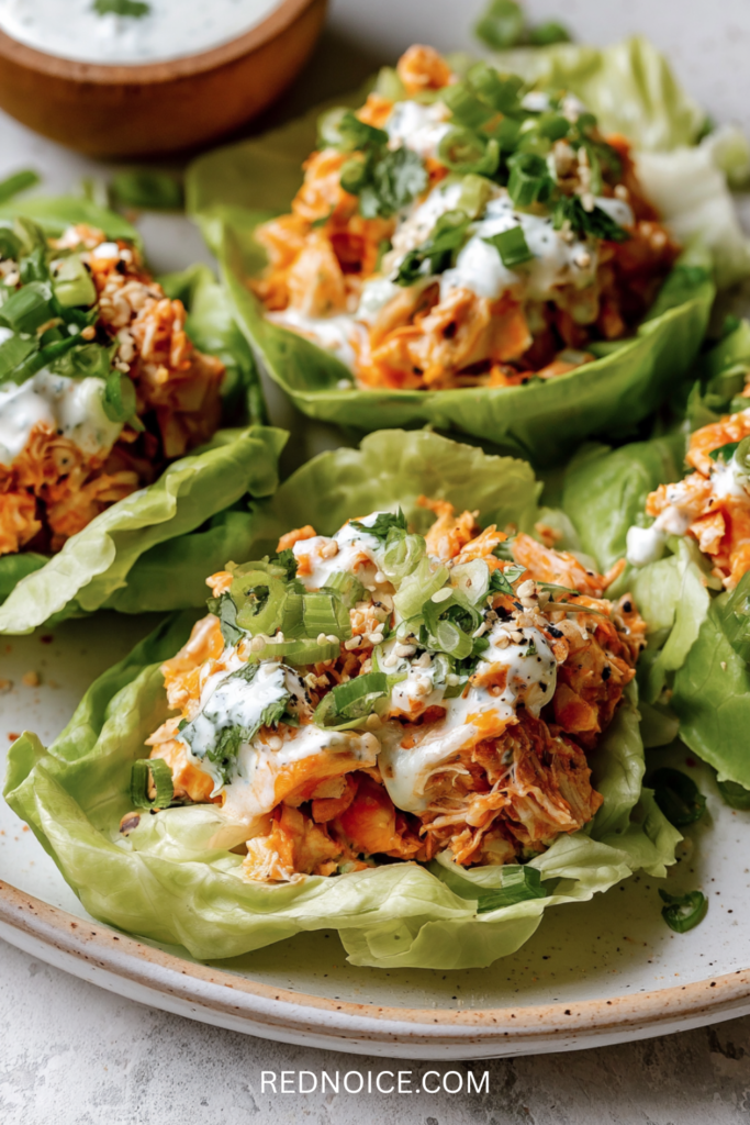 Buffalo Ranch Chicken Lettuce Cups