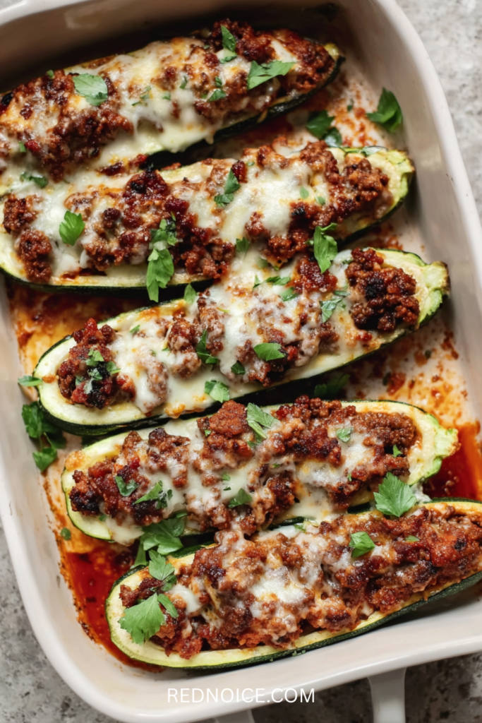 Zucchini Boats with Ground Beef