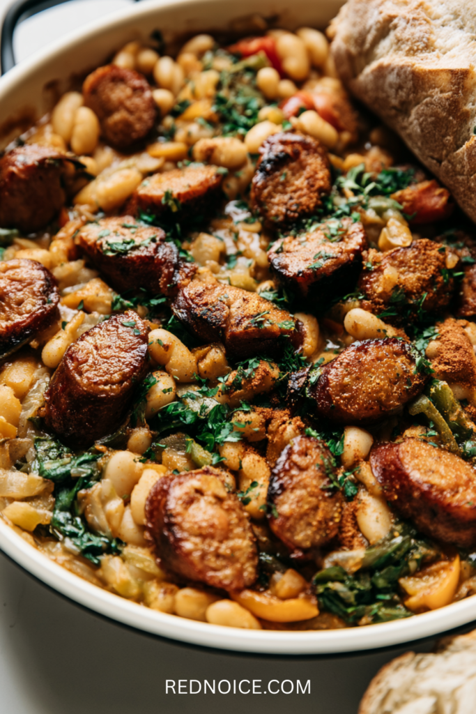 Cajun Sausage and White Bean Skillet