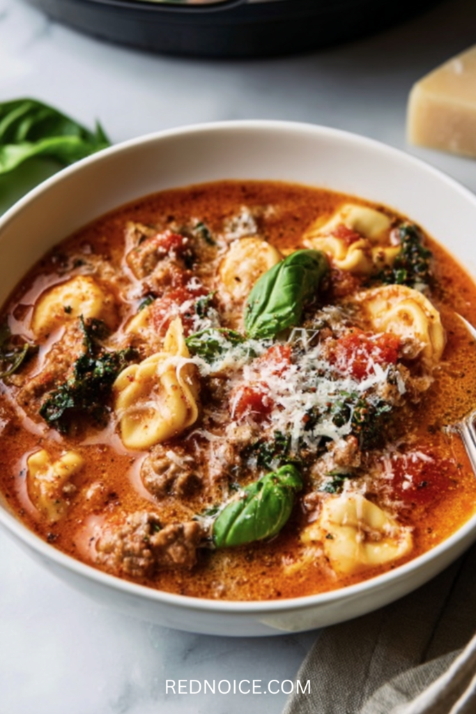 Spicy Sausage & Tortellini Soup