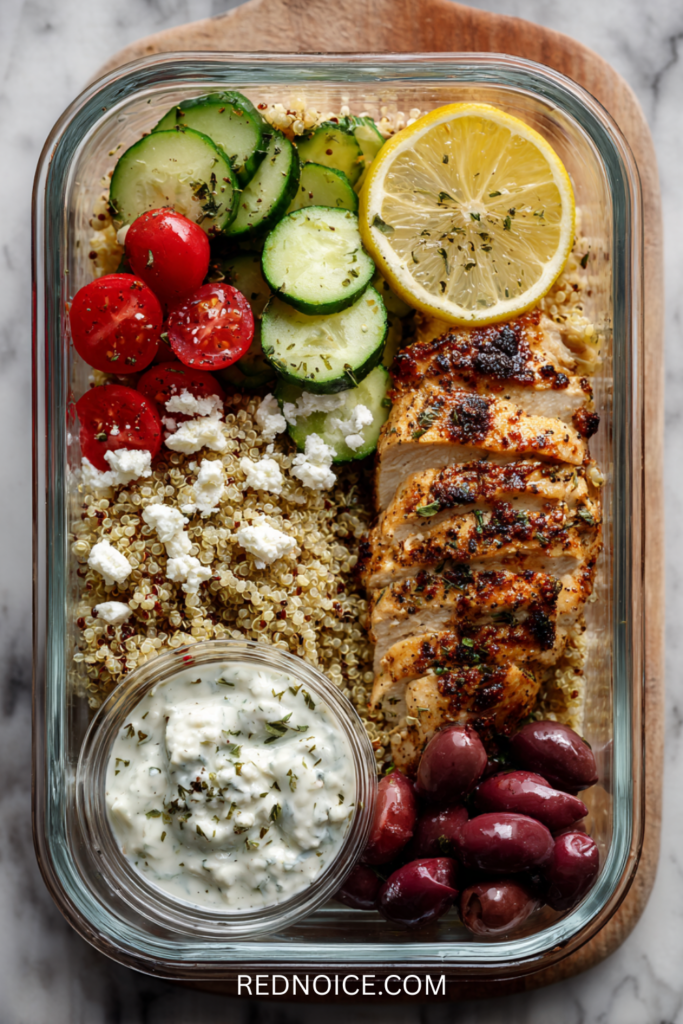 Greek Chicken Bowl with Tzatziki & Cucumber