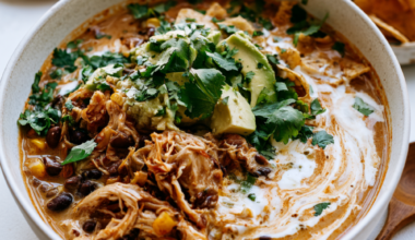 high-protein chicken taco soup in crockpot