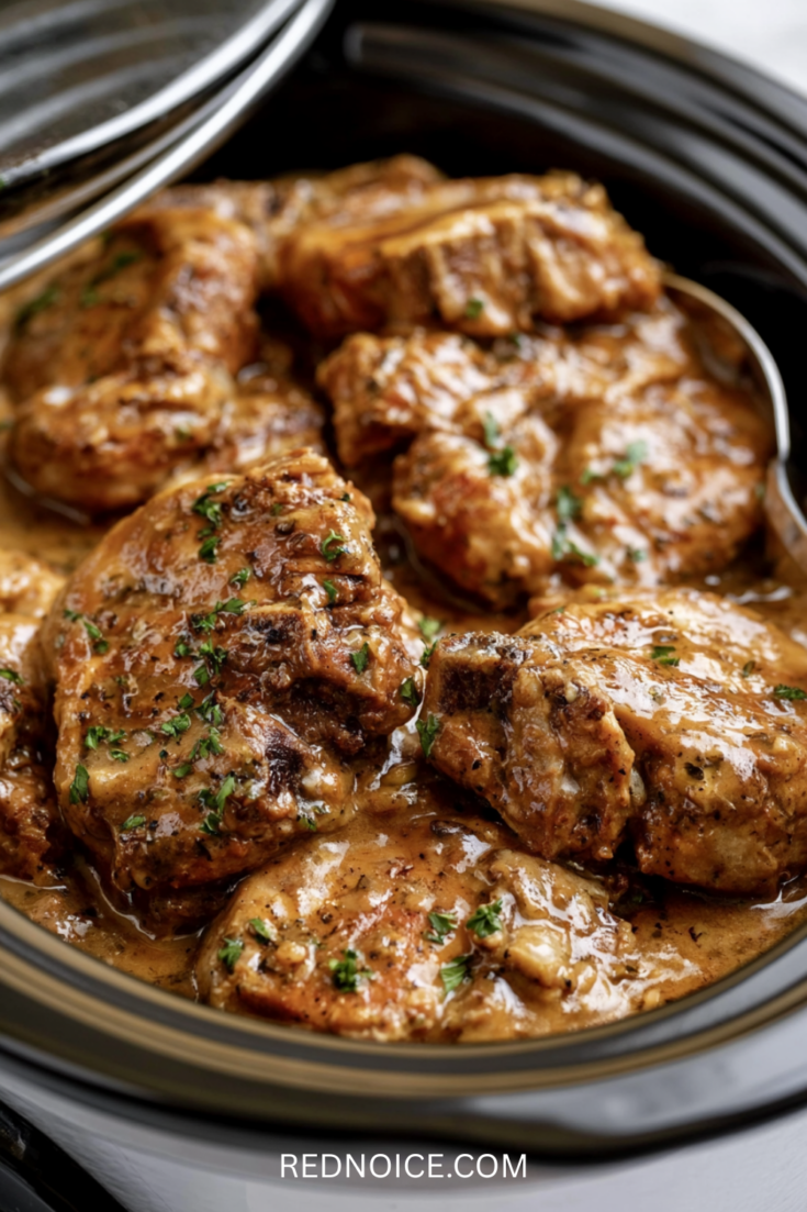 Crockpot pork chops cooked