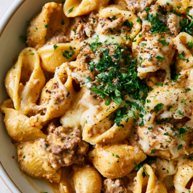 2. Creamy Ground Beef and Shells