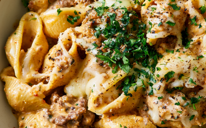 2. Creamy Ground Beef and Shells
