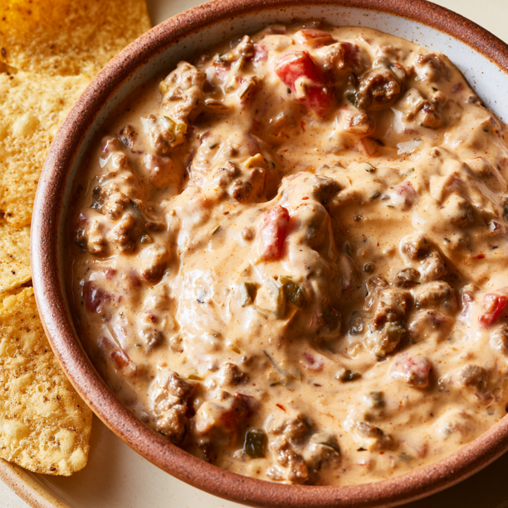 3. Creamy Rotel Dip with Ground Beef