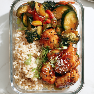 Sweet and Spicy Chicken Bowl. Asian meal prep